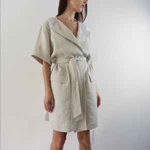 — SOLD — Max Mara linen wrap dress with a matching belt.